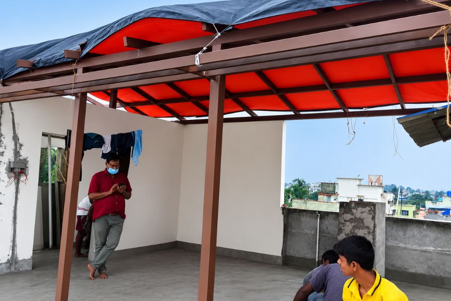 Entrance Canopy Installation by Radha Krishna Enterprise